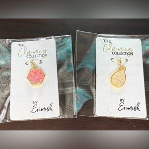 Erimish Druzy Charm Set • Pink Druzy & White Druzy • Bracelet Charms (2)